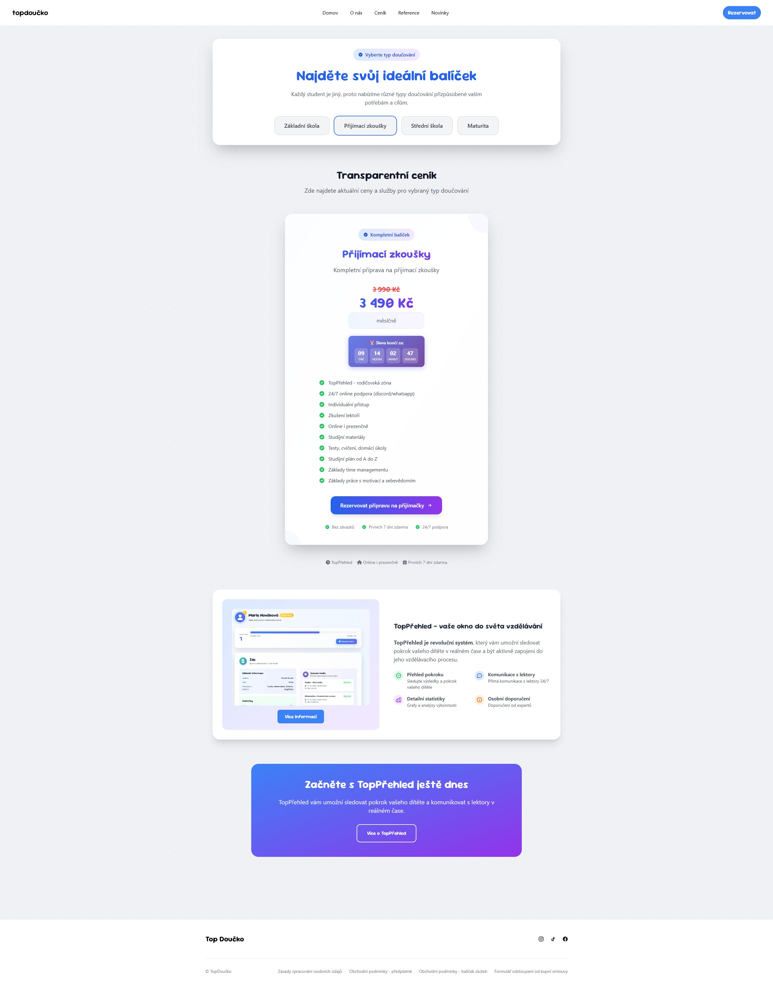 Interaktivní ceník Top Doučko