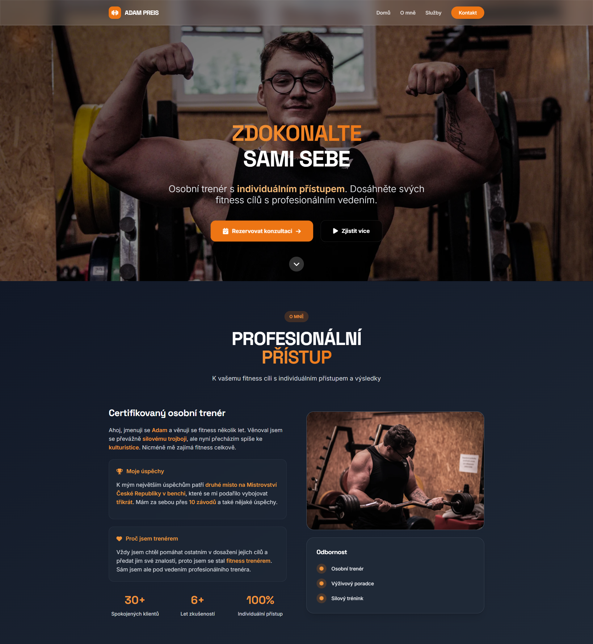 Moderní web a mobilní aplikace pro fitnes trenéra